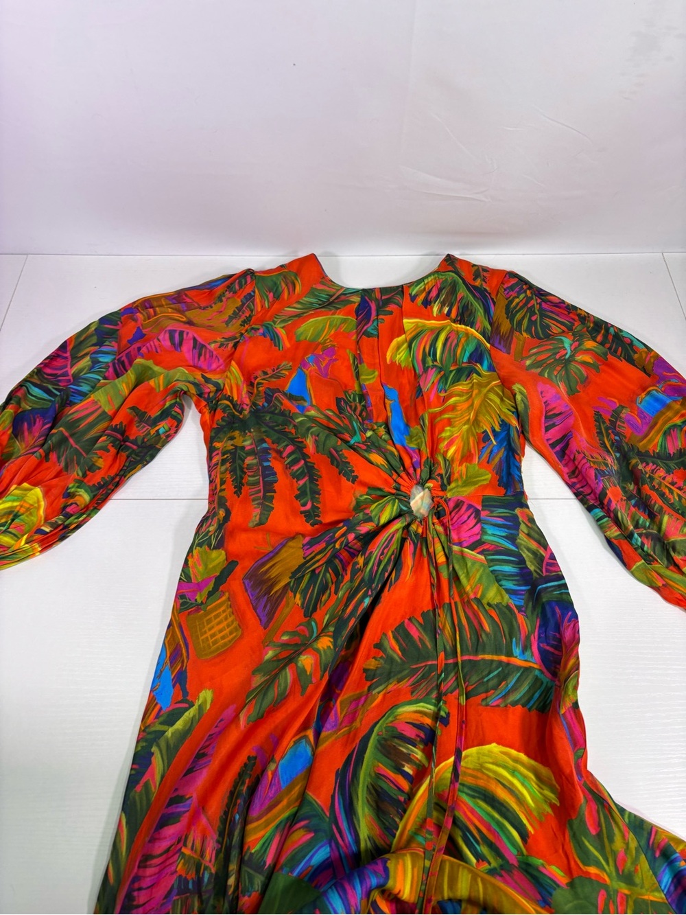 FARM Rio Red Tropical Print Long-Sleeve Midi Dress - Picture 4 of 13